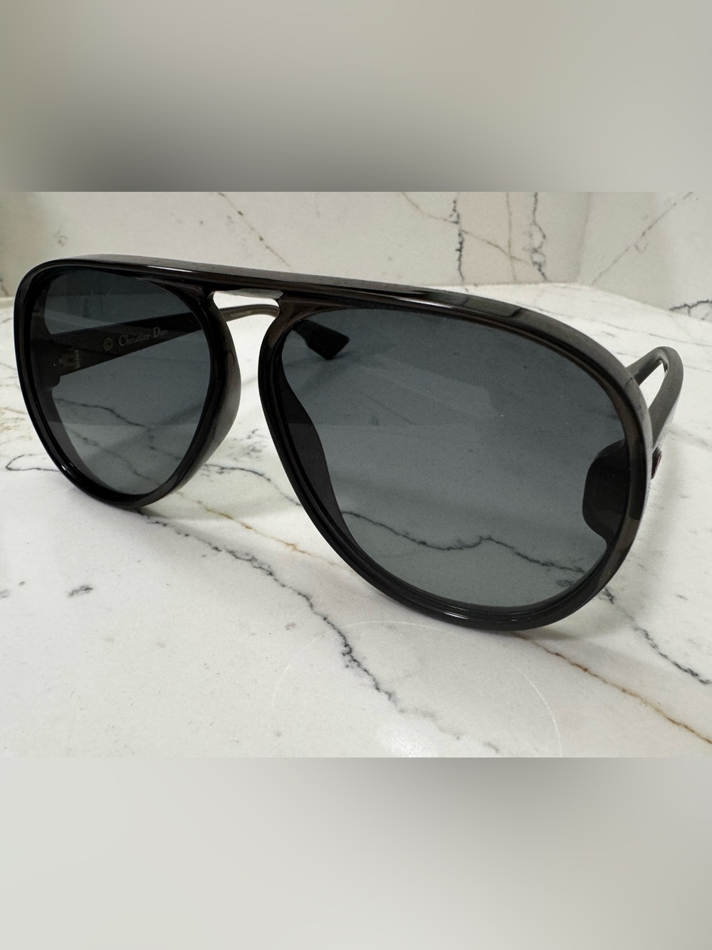 Christian Dior Lia Black Aviator Sunglasses with Gray Lenses